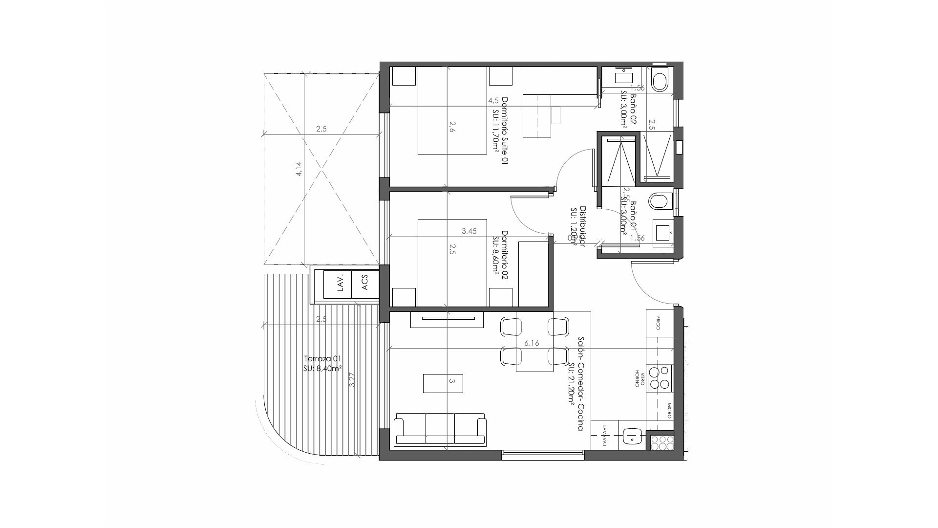 Penthouse floor plan, 2 bedrooms in NAIA BLUE HORIZON No. 3