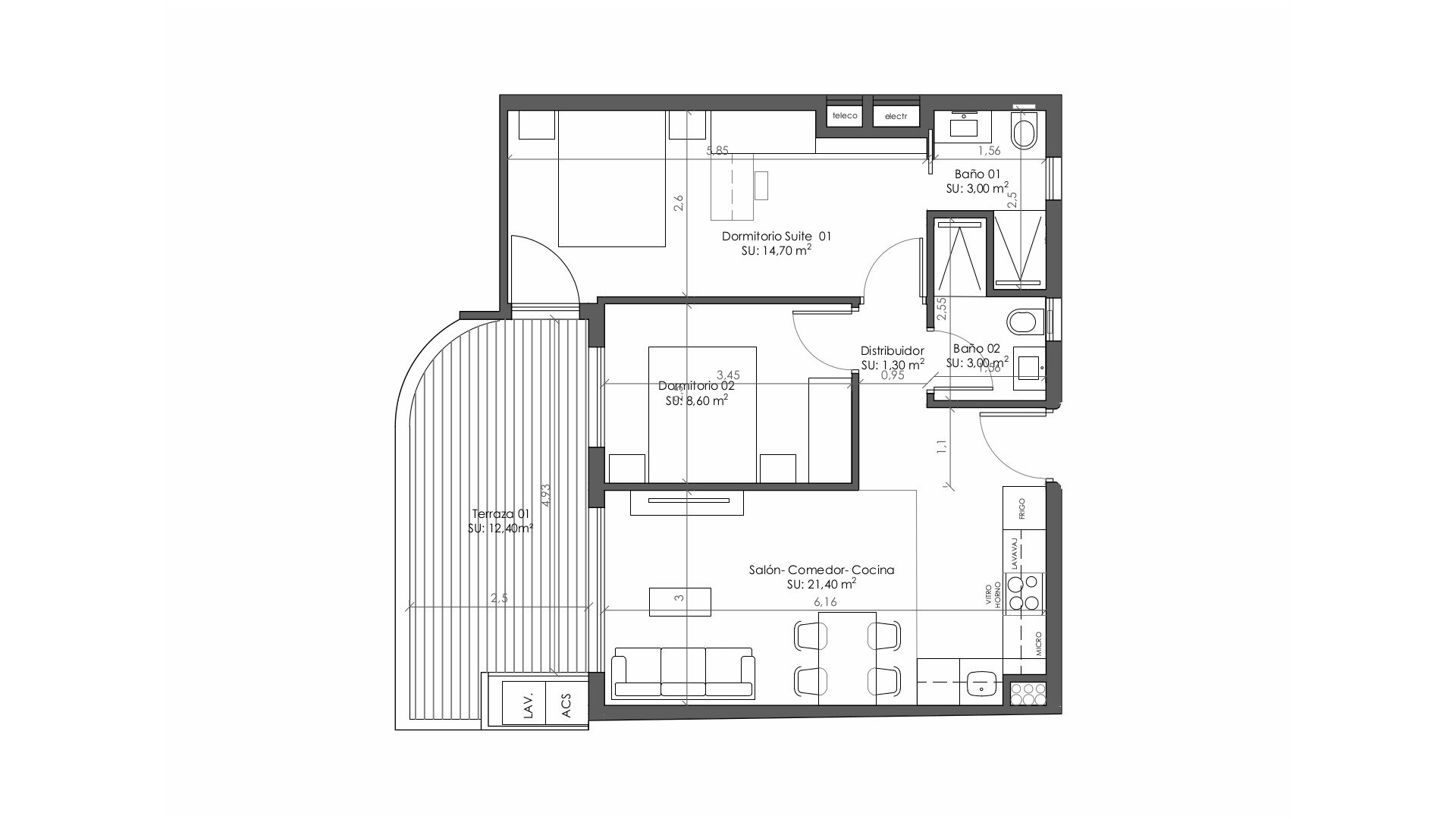 Penthouse floor plan, 2 bedrooms in NAIA BLUE HORIZON No. 4